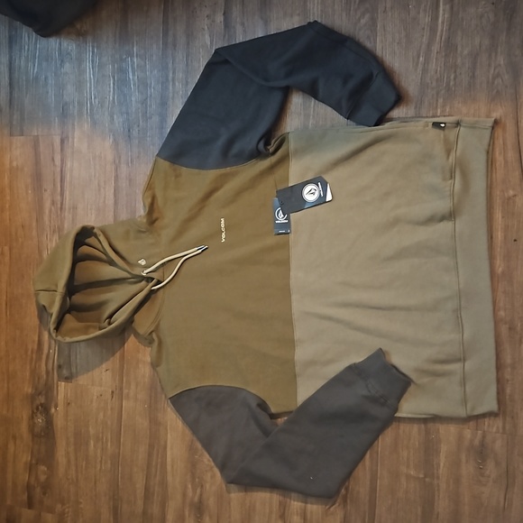 NWT Men's Volcom XL "Divided Pull-Over Hoodie" in "Service Green Colors" - Picture 5 of 7